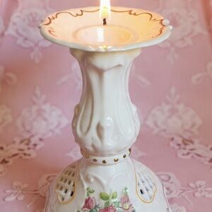 Vintage Pirkenhammer Porcelain Candlestick – Bohemian China – Czechoslovakia
